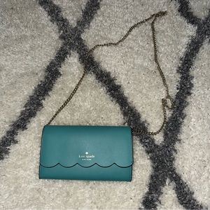 Teal Kate Spade Scalloped Wallet with a Chain